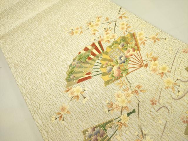 平和屋着物●太鼓柄袋帯　檜扇花松文　金銀彩　正絹　逸品　未使用　DABE1731op