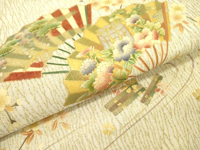 平和屋着物●太鼓柄袋帯　檜扇花松文　金銀彩　正絹　逸品　未使用　DABE1731op