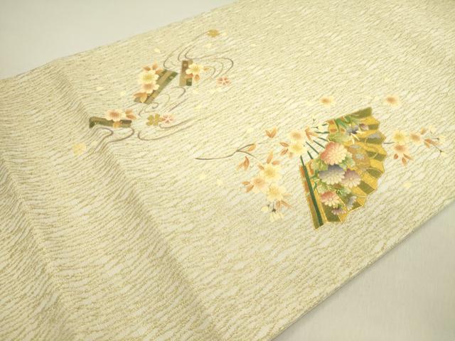 平和屋着物●太鼓柄袋帯　檜扇花松文　金銀彩　正絹　逸品　未使用　DABE1731op