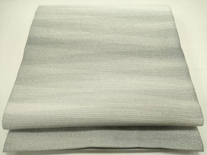 平和屋着物●全通柄袋帯　霞文　銀糸　正絹　逸品　DABE1735op