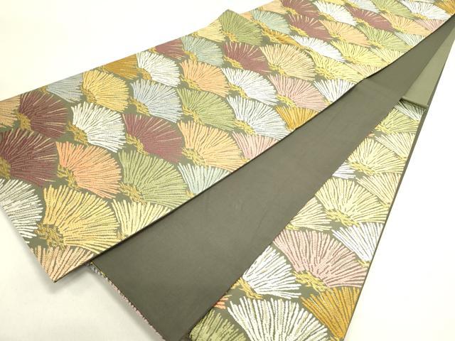 平和屋着物●六通柄袋帯　能衣唐織　松葉文　金糸　正絹　逸品　DABE1740op