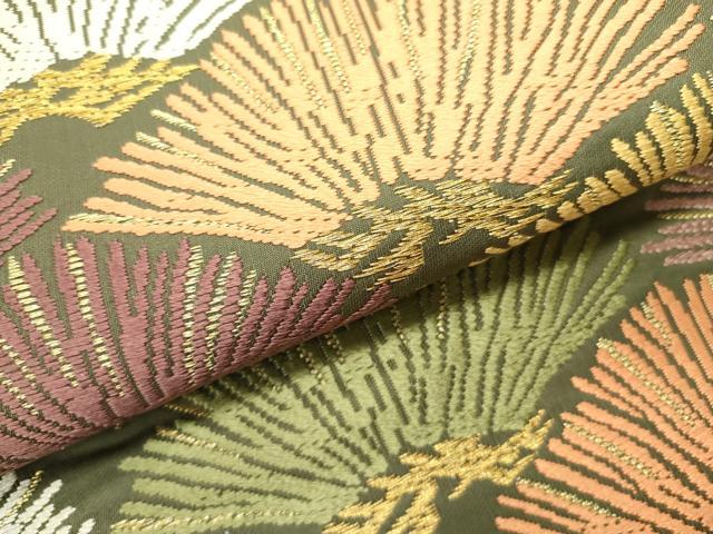 平和屋着物●六通柄袋帯　能衣唐織　松葉文　金糸　正絹　逸品　DABE1740op