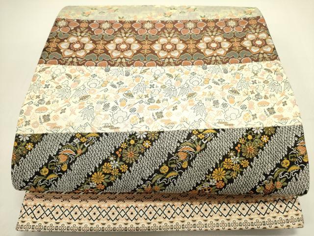 平和屋着物●六通柄袋帯　横段花文　金糸　正絹　逸品　DABE1742op
