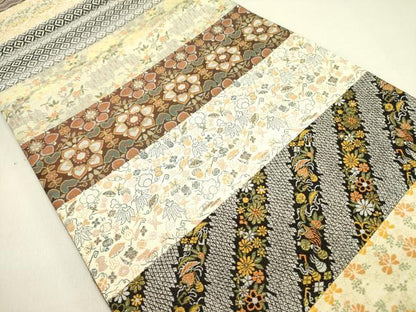 平和屋着物●六通柄袋帯　横段花文　金糸　正絹　逸品　DABE1742op