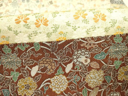 平和屋着物●六通柄袋帯　横段花文　金糸　正絹　逸品　DABE1742op