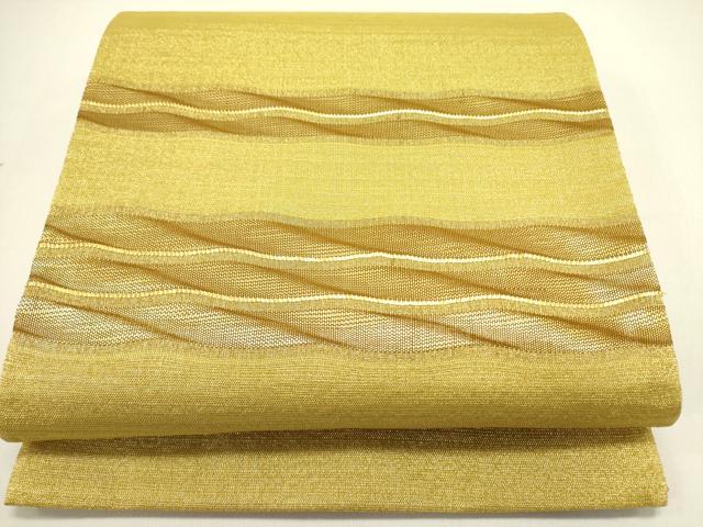 平和屋着物●両面　太鼓柄袋帯　横段文　金糸　正絹　逸品　DABE1743op