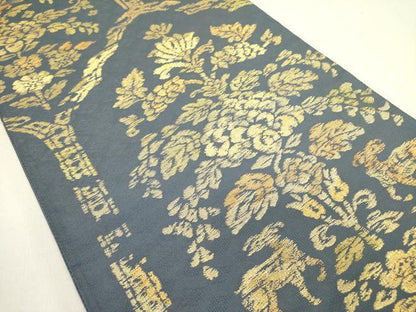 平和屋着物●全通柄袋帯　正倉院裂文　金糸　正絹　逸品　DABE1746op