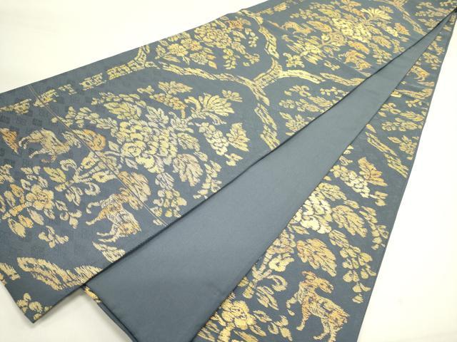 平和屋着物●全通柄袋帯　正倉院裂文　金糸　正絹　逸品　DABE1746op