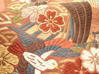 平和屋着物●六通柄袋帯　唐織　花鳥文　金銀糸　正絹　逸品　DABE1749op