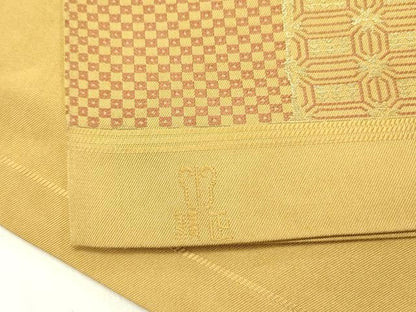 平和屋着物●西陣　川島織物　六通柄　本袋帯　市松花文　金糸　正絹　逸品　DABE1754op