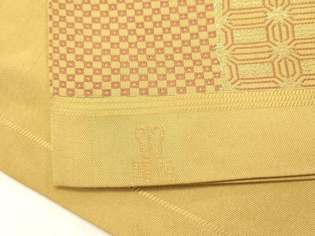 平和屋着物●西陣　川島織物　六通柄　本袋帯　市松花文　金糸　正絹　逸品　DABE1754op