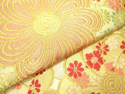平和屋着物●西陣　川島織物　六通柄　本袋帯　唐織　舞花　金糸　正絹　逸品　DABE1757op