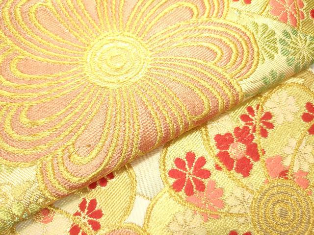平和屋着物●西陣　川島織物　六通柄　本袋帯　唐織　舞花　金糸　正絹　逸品　DABE1757op