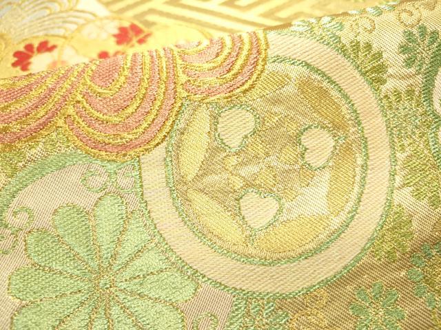 平和屋着物●西陣　川島織物　六通柄　本袋帯　唐織　舞花　金糸　正絹　逸品　DABE1757op