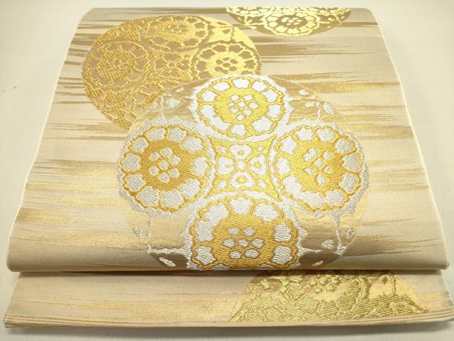 平和屋着物●西陣　川島織物　六通柄　本袋帯　花丸文　金銀糸　正絹　逸品　DABE1760op