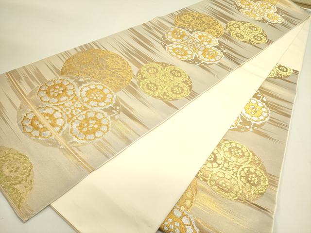 平和屋着物●西陣　川島織物　六通柄　本袋帯　花丸文　金銀糸　正絹　逸品　DABE1760op