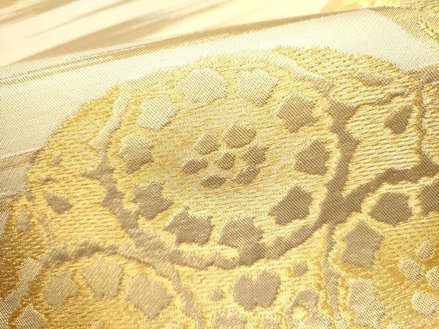 平和屋着物●西陣　川島織物　六通柄　本袋帯　花丸文　金銀糸　正絹　逸品　DABE1760op