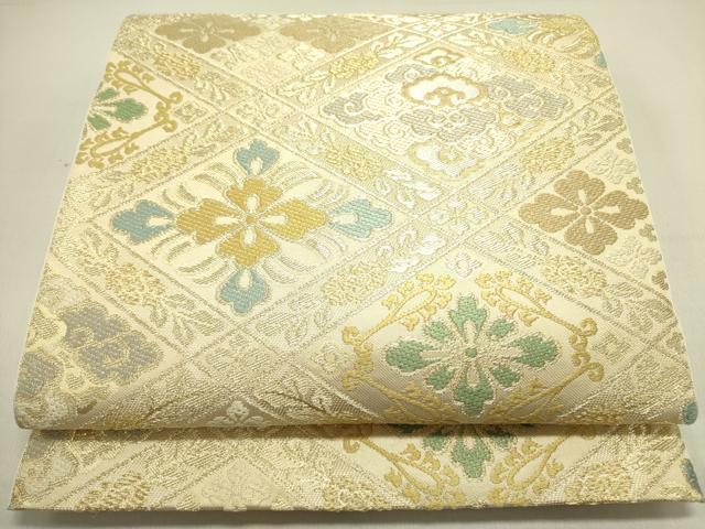 平和屋着物●西陣　川島織物　六通柄　本袋帯　唐織　花菱文　金糸　正絹　逸品　DABE1762op