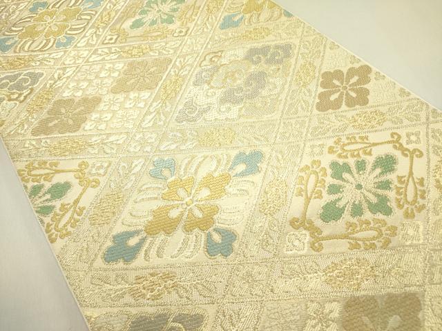 平和屋着物●西陣　川島織物　六通柄　本袋帯　唐織　花菱文　金糸　正絹　逸品　DABE1762op
