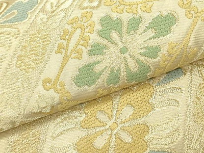 平和屋着物●西陣　川島織物　六通柄　本袋帯　唐織　花菱文　金糸　正絹　逸品　DABE1762op