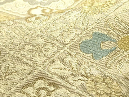 平和屋着物●西陣　川島織物　六通柄　本袋帯　唐織　花菱文　金糸　正絹　逸品　DABE1762op