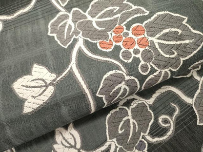 平和屋着物●両面　六通柄袋帯　唐織　葡萄蔦の葉　正絹　逸品　DABE1767op