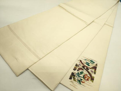 平和屋着物●西陣　川島織物　太鼓柄袋帯　すくい織　草花　正絹　逸品　DABE1772op