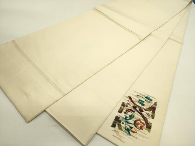 平和屋着物●西陣　川島織物　太鼓柄袋帯　すくい織　草花　正絹　逸品　DABE1772op