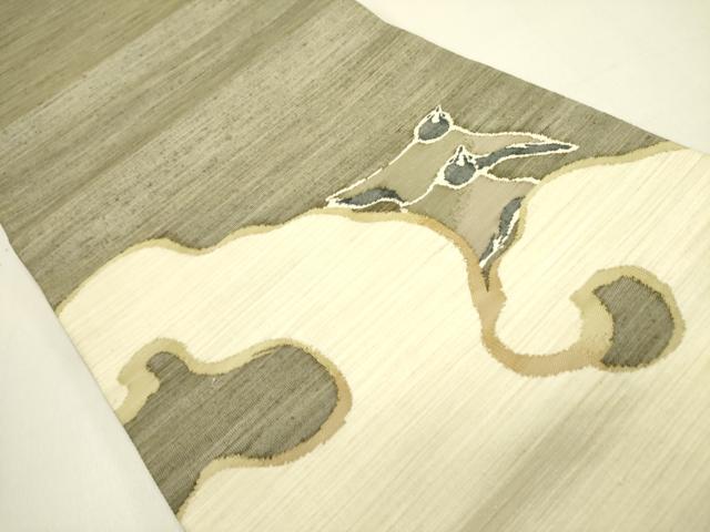 平和屋着物●西陣　川島織物　太鼓柄袋帯　紬地　すくい織　飛鳥文　正絹　逸品　未使用　DABE1773op