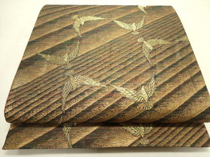 平和屋着物●染色作家　斉藤三才　六通柄袋帯　三才鳥　金糸　正絹　逸品　DABE1774op