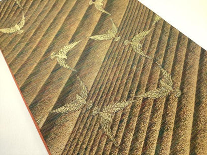 平和屋着物●染色作家　斉藤三才　六通柄袋帯　三才鳥　金糸　正絹　逸品　DABE1774op
