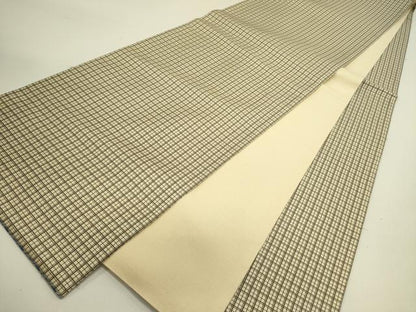 平和屋着物●全通柄袋帯　格子　正絹　逸品　DABE1775op