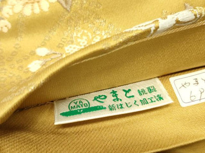 平和屋着物●六通柄袋帯　唐織　草花丸文　金糸　やまと誂製　正絹　逸品　DABE1776op