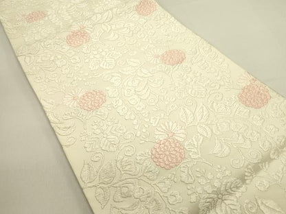 平和屋着物●六通柄袋帯　唐織　草花　正絹　逸品　DABE1778op