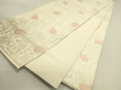 平和屋着物●六通柄袋帯　唐織　草花　正絹　逸品　DABE1778op
