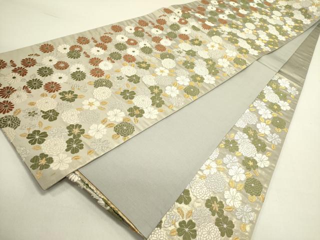 平和屋着物●六通柄袋帯　唐花織　草花　金銀糸　正絹　逸品　DABE1781op