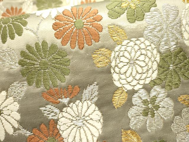 平和屋着物●六通柄袋帯　唐花織　草花　金銀糸　正絹　逸品　DABE1781op