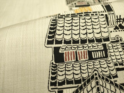 平和屋着物●六通柄袋帯　唐織　風景文　陣屋織　正絹　逸品　DABE1783op
