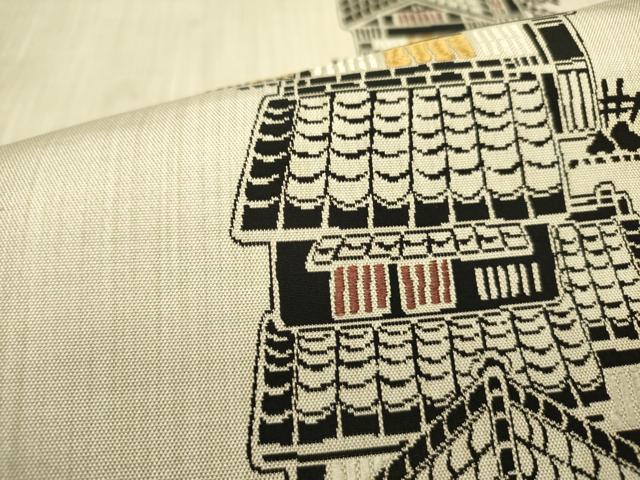 平和屋着物●六通柄袋帯　唐織　風景文　陣屋織　正絹　逸品　DABE1783op