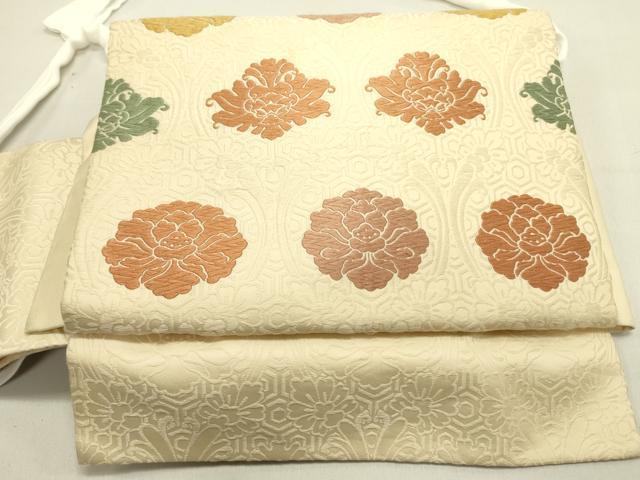平和屋着物●ワンタッチつけ帯　唐織　洋花文　やまと誂製　箱付き　正絹　逸品　DABE1788op