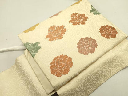 平和屋着物●ワンタッチつけ帯　唐織　洋花文　やまと誂製　箱付き　正絹　逸品　DABE1788op