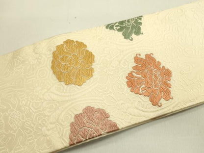 平和屋着物●ワンタッチつけ帯　唐織　洋花文　やまと誂製　箱付き　正絹　逸品　DABE1788op