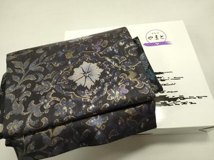 平和屋着物●ワンタッチつけ帯　螺鈿　洋花文　水晶箔　金糸　やまと誂製　箱付き　正絹　逸品　DABE1790op