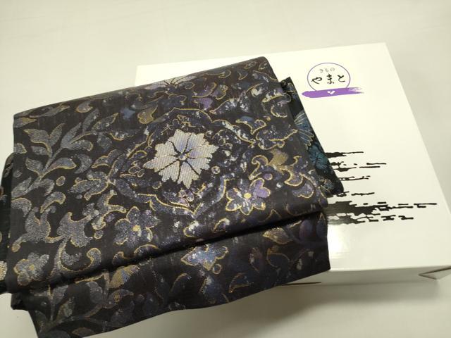 平和屋着物●ワンタッチつけ帯　螺鈿　洋花文　水晶箔　金糸　やまと誂製　箱付き　正絹　逸品　DABE1790op
