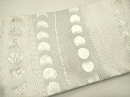 平和屋着物●ワンタッチつけ帯　月の満欠け　銀糸　やまと誂製　箱付き　正絹　逸品　DABE1792op