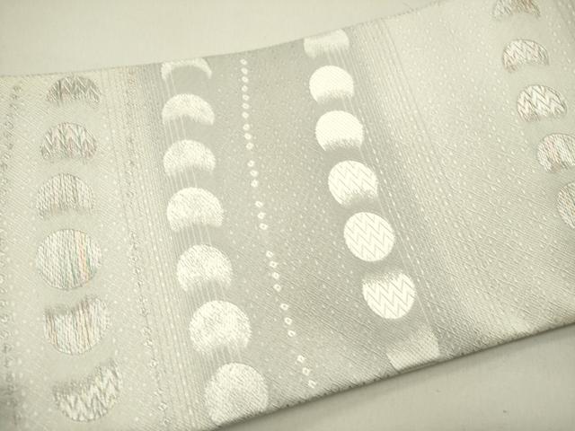 平和屋着物●ワンタッチつけ帯　月の満欠け　銀糸　やまと誂製　箱付き　正絹　逸品　DABE1792op