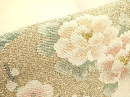 平和屋着物●爪掻き本綴れ　八寸名古屋帯　作家物　地紙花文　金銀糸　共箱付き　正絹　逸品　DABE1793op
