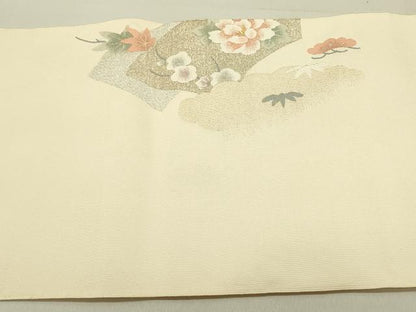 平和屋着物●爪掻き本綴れ　八寸名古屋帯　作家物　地紙花文　金銀糸　共箱付き　正絹　逸品　DABE1793op