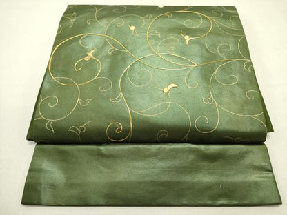 平和屋着物●つけ帯　駒刺繍　花唐草文　金彩　引箔　正絹　逸品　DABE1794op