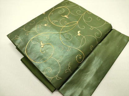 平和屋着物●つけ帯　駒刺繍　花唐草文　金彩　引箔　正絹　逸品　DABE1794op